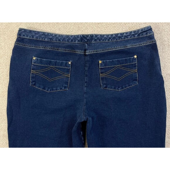 Pajama Jeans Women's Size Large Stretch Pull On Drawstring Blue Dark Wash - Picture 4 of 10